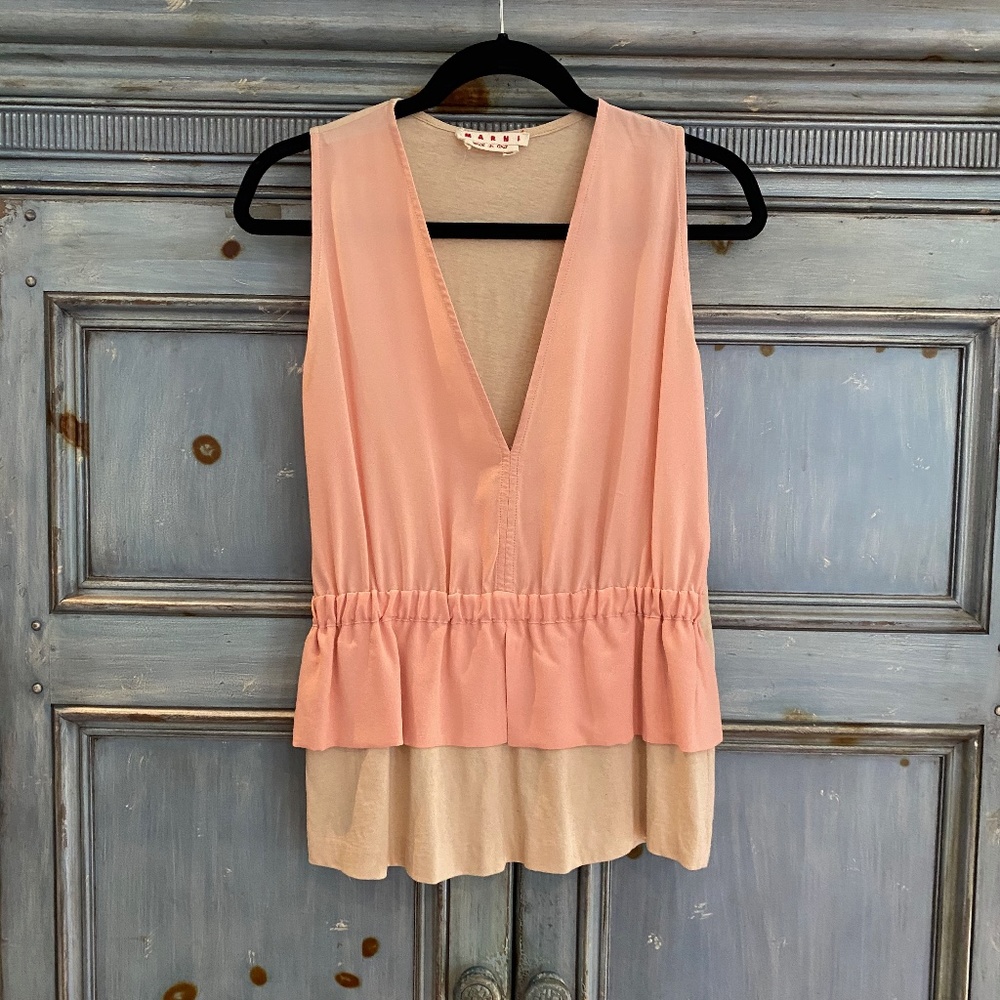 Marni two tone cotton silk top size 38